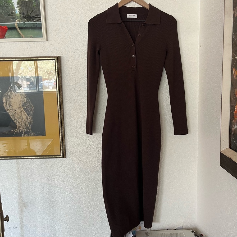 Aritzia Babaton Wolfgang brown dress